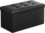SONGMICS MAZIE Collection - 30 Inches Folding Storage Ottoman Bench, Ottoman with Storage, Foot Rest Stool, Load 660 lb, for Living Room, Synthetic Leather, Black ULSF105 - Image 2