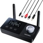 SOOMFON Dual Antenna Bluetooth Transmitter for TV Bluetooth 5.3 Receiver 3-in-1 to 2 Headphones with LCD Display Volume Control Optical AUX RCA for TV Home Stereo Speaker - Image 2