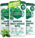 Seventh Generation Multi Purpose Wipes All Purpose Cleaning Garden Mint scent with 100% Essential Oils and Botanical Ingredients 70 count, Pack of 3 - Image 2