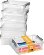 Sooez 6 Pack Extra Large Pencil Box, Plastic Pencil Case Crayon Box, Clear Marker Organizer Plastic Containers with Lid, Stackable Storage Boxes for Art Craft,Pen,Back to School Teacher Supplies, Grey - Image 2