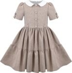 Sunny Fashion Girls Dress Purple Rainbow White Collar Casual Birthday Size 5-10 - Image 2