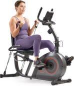 Sunny Health & Fitness Smart Heavy-Duty Recumbent Bike w/Wide Cushioned Seat & Back, Indoor Cycling Machine for Adult/Seniors Home Exercise, Free SunnyFit App Connect, Optional Workout Training Bands - Image 2