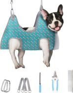 Supet Dog Grooming Hammock Harness for Dogs Cats, Relaxation Pet Nail Clipper Hammock, Restraint Dog & Small Animal Leashes Sling for Groomingk for Nail Trimming (Coral Blue, S) - Image 2