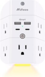 Surge Protector Outlet Extender - with Night Light, 5-Outlet Splitter and 4 USB Ports (2 USB C Charger), Multi Plug Outlet for Home, Dorm Room Essentials - Image 2