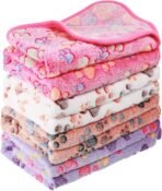 Tatuo 4 Pcs Dog Blanket for Pet Cat Blankets Indoor Puppy Teething Stuff Toys Paw Print Fleece Soft Blanket Sleep Mat for Guinea Pig Cage(White, Coffee, Pink, Purple,Small(24 x 16 Inch),Square) - Image 2