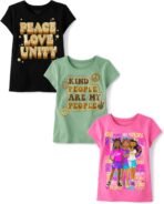 The Children's Place Girls' Sports,Trends,Icons Short Sleeve Graphic T-Shirts,3 Pack - Image 2