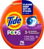 Tide PODS laundry detergent pacs, 3-in-1 Stain Remover, Odor Fighter, Color Protector, 76 Count, HE compatible, Spring Meadow Scent - Image 2