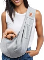 Tomkas Small Dog Sling Carrier - Classic Pocket & Classic Strap - for 3-10 lbs Pets(Grey) - Image 2