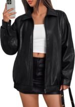 Trendy Queen Womens Leather Jacket, Oversized Going Out & Everyday Statement Piece, Bomber Jacktes Moto Coat - Image 2