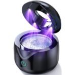 Ultrasonic Retainer Cleaner - UV Dental Cleaning Pod Night Guard Cleaner for Dentures, Aligner, Braces, Toothbrush Heads, Jewelry (Black) - Image 2