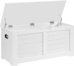 VASAGLE Storage Chest, Storage Bench with 2 Safety Hinges, Farmhouse Style, 15.7 x 39.4 x 18.1 Inches, for Entryway, Bedroom, Living Room, Cloud White ULSB061T10 - Image 2