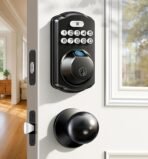 Veise Fingerprint Door Lock with 2 Knobs - Keyless Entry Door Lock with Handle, Electronic Keypad Deadbolt, Smart Front Handle Set, Auto-Locking, Waterproof, Easy Installation, Matte Black - Image 2
