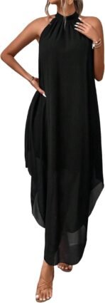 Verdusa Women's Formal Wedding Guest Dress Halter Flowy Chiffon Asymmetrical Long Summer Dress - Image 2