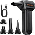WOLFBOX MF60 Compressed Air Duster-110000RPM Super Power Electric Air Duster, 3-Speed Adjustable Rechargeable Cordless Air Blower with Fast Charging for PC Keyboard Cleaning, Car, Home, 5 Nozzle - Image 2