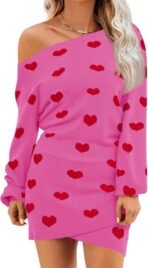 Wenrine Women's Off The Shoulder Sweater Dress 2025 Fall Winter Casual Long Sleeve Knit Slim Fit Pullover Mini Dresses - Image 2