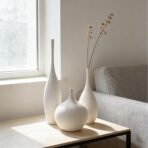 White Ceramic Vase Set of 3, Modern Boho Vases for Centerpiece Decor, Matte Minimalist Decorative White Vases Home Decor, for Living Room, Bookshelf, and Entryway Table Decor - Image 2