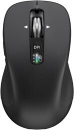 Wireless Bluetooth Mouse (USB + BT1 + BT2), Full Size, 4-Way Scrolling, Multi-Device Silent Mouse for Computer, Laptop, iPad, MacBook (Black) - Image 2