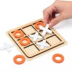 Wooden Board Tic Tac Toe Game XO Table Toy Classical Family Children Puzzle Game Educational Toys, Random Color - Image 2
