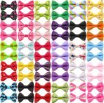 YAKA 60PCS (30 Paris) Cute Puppy Dog Small Bowknot Hair Bows with Metal Clips Handmade Hair Accessories Bow Pet Grooming Products (60 Pcs,Cute Patterns) - Image 2