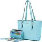 YZAOLL Purses for Women Faux Leather Medium Large Tote Satchel Shoulder Purse Handbag Wallet set - Image 2