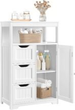 Yaheetech Bathroom Floor Cabinet Wooden Storage Organizer with 1 Door and 3 Drawers, Free-Standing Cupboard for Kitchen/Living Room/Bathroom Use, White - Image 2