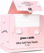 grace & stella Face Towels Disposable - Travel Essentials - Ultra-Soft & Absorbent Face Wipes Towelettes - XL Facial Towels for Cleansing & Makeup Removal - Lint-Free Facial Tissue - Vegan (60 Count) - Image 2