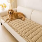 hyha Couch Covers for Dogs Washable, Non Slip Plush Dog Sofa Protectors, Fuzzy Pet Couch Covers for 3 Cushion Sofa Pet Friendly (Camel, 27.6" x 59") - Image 2
